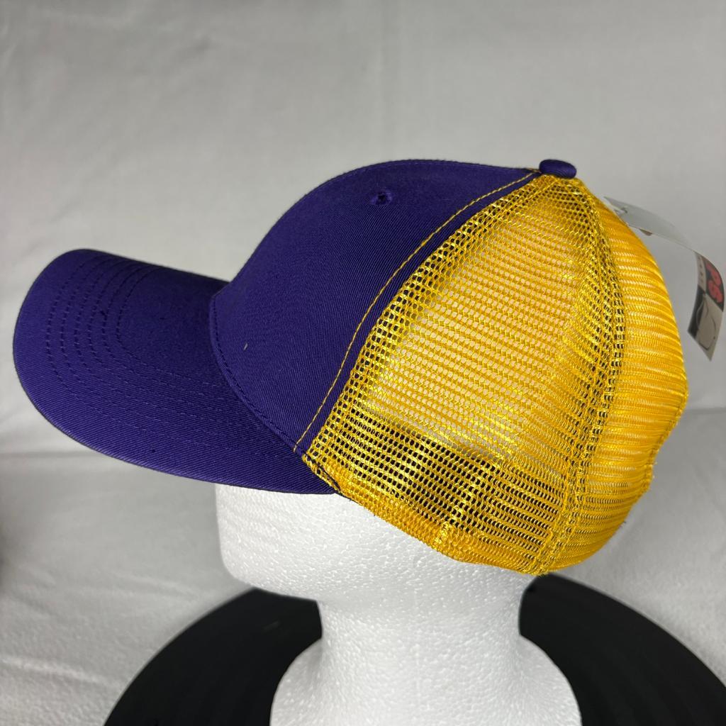 ML Caps The Duke Purple Yellow Mesh Trucker Hat Blank Adjustable Snapback