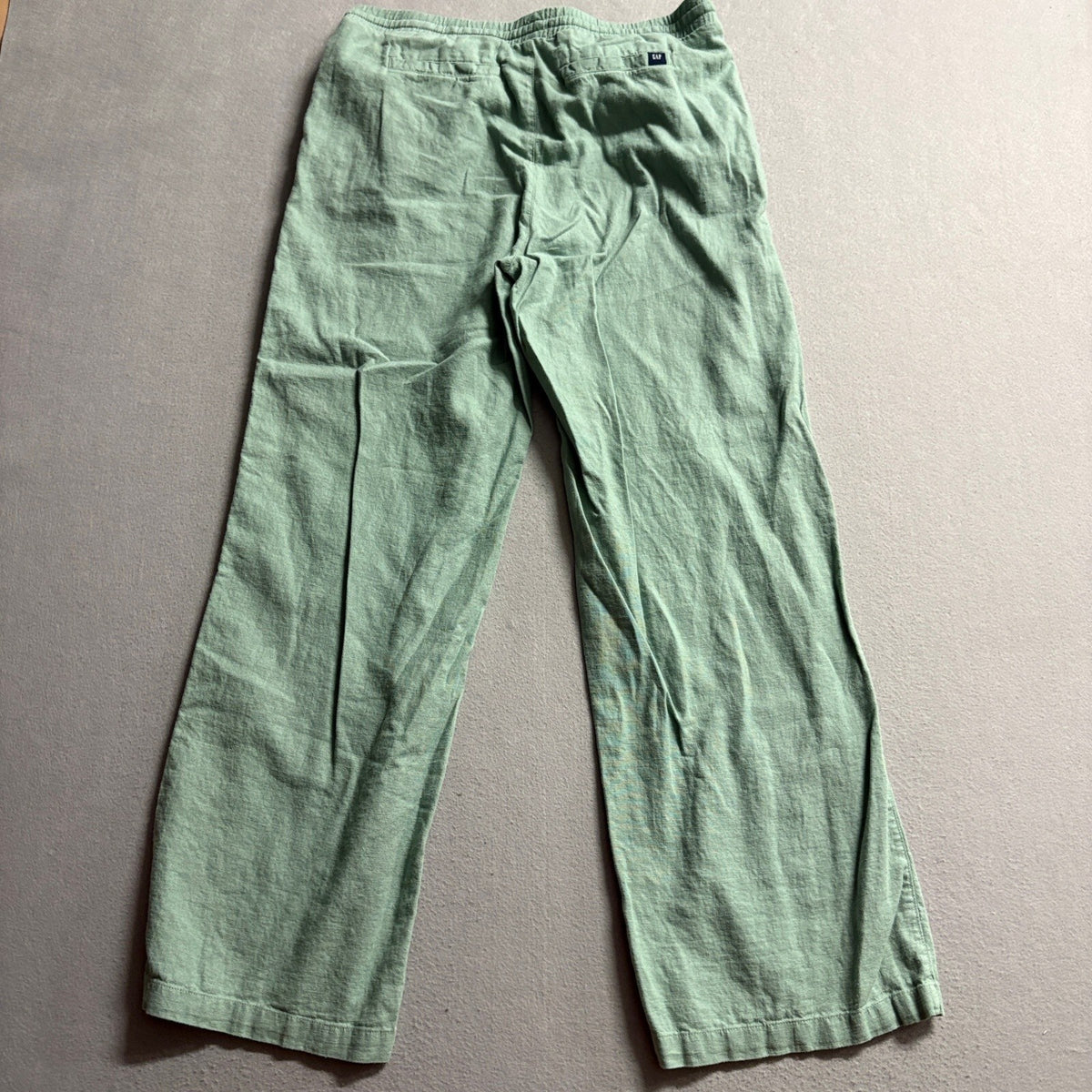 Gap Linen Blend Pants Womens Small Green Wide Leg Drawstring Elastic Waist