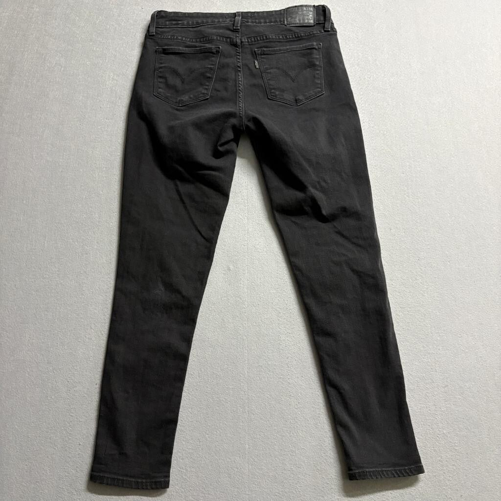 Levis 711 Skinny Jeans Womens 28 Black Denim Stretch WaterLess Mid Rise