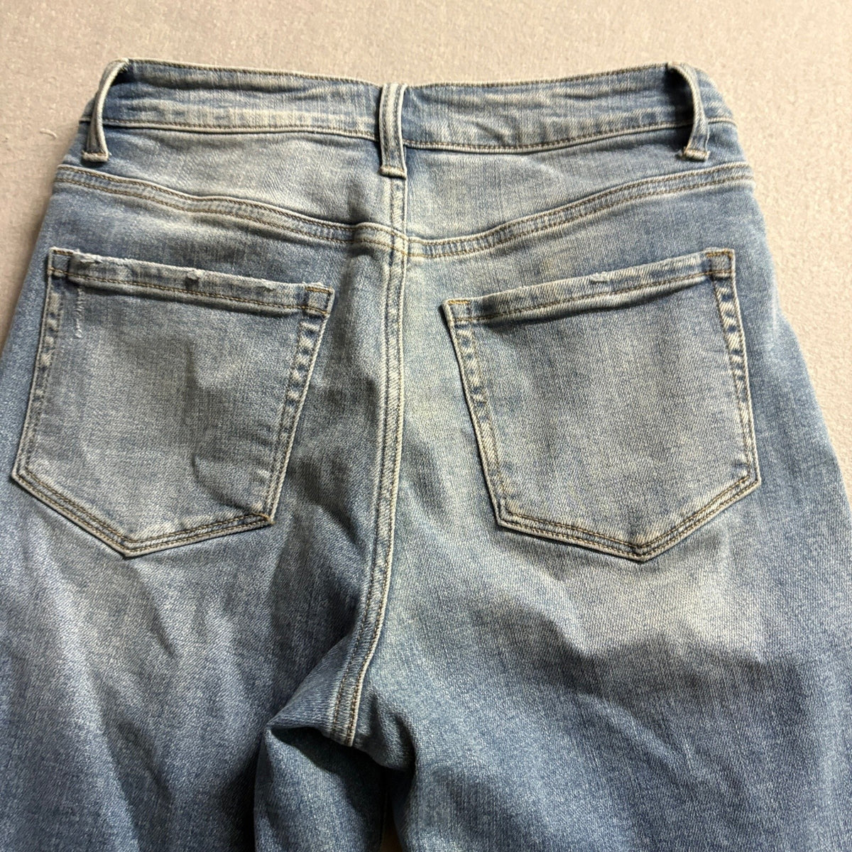 Flying Monkey High Rise Straight Leg Jeans Womens Size 26 Blue Raw Hem Stretch