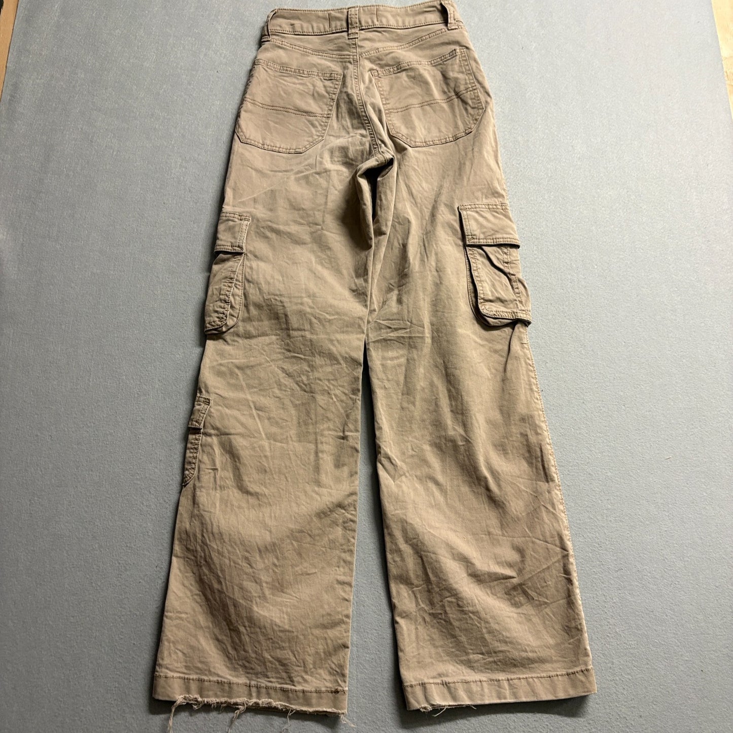 Hollister Cargo Pants Wide Leg Baggy Khaki W23 Fits Like 25x30 Y2K Utility