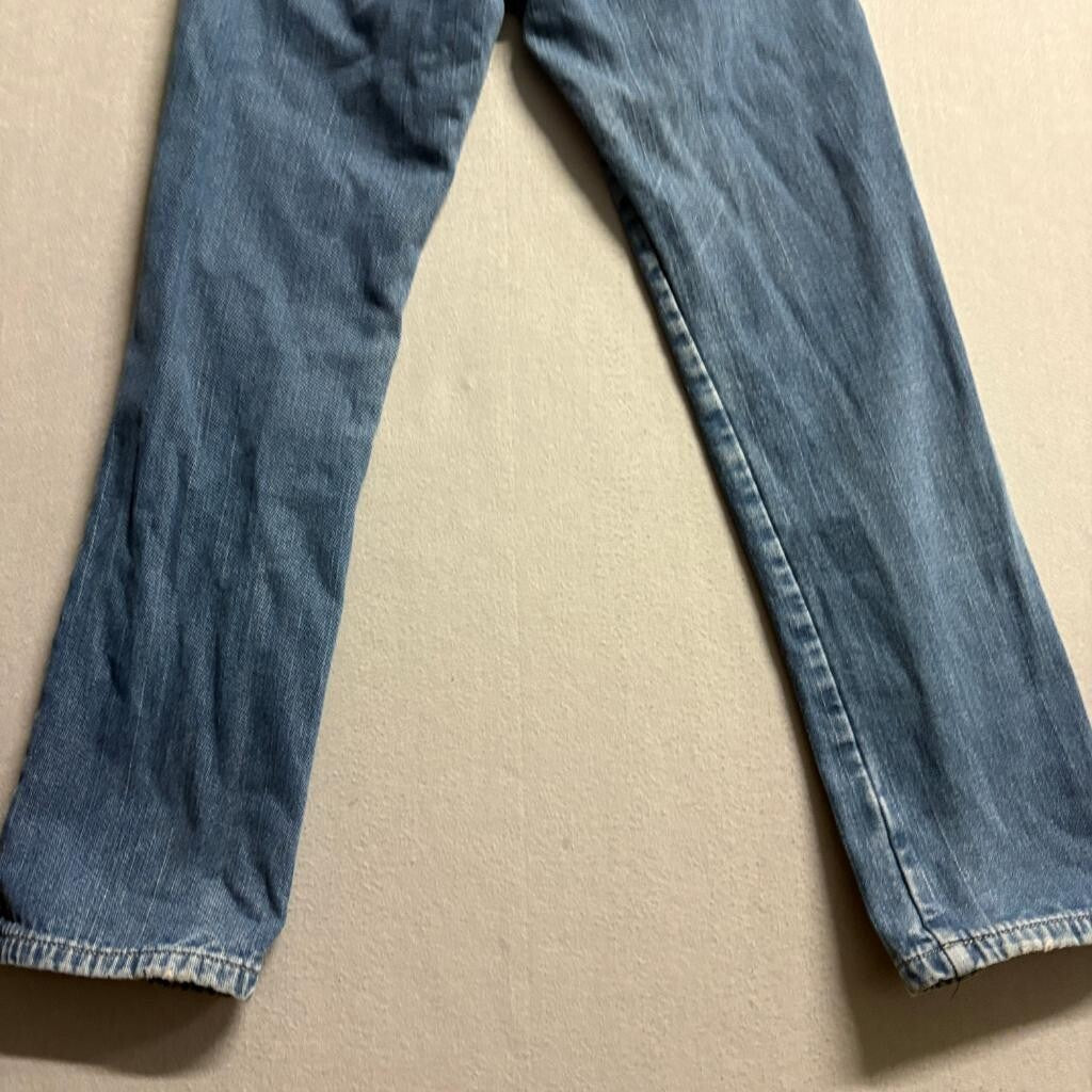 Dickies Flannel Lined Jeans Womens 6 Medium Wash Denim Straight Leg Red Plaid