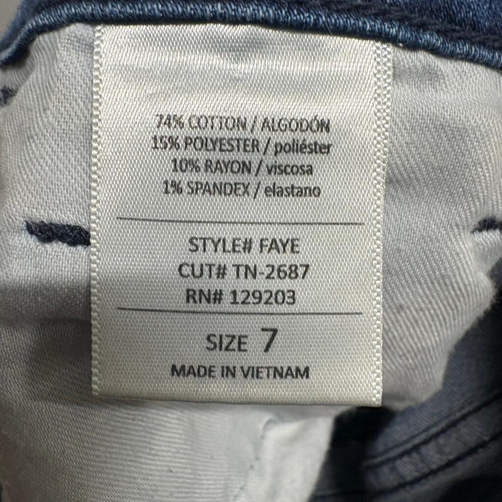 Carly Jean Los Angeles Faye Flare Jeans Womens Size 7 Blue Denim High Rise