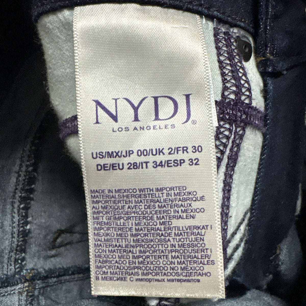 NYDJ Dylan Skinny Ankle Jeans Womens 00 Dark Wash Blue Denim Lift Tuck