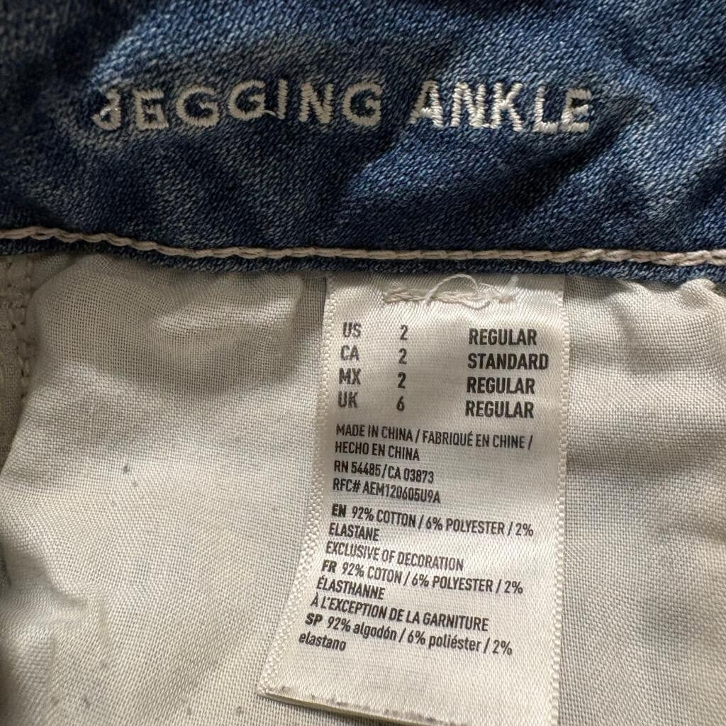 American Eagle Outfitters Jegging Ankle Jeans Womens Size 2 Distressed Acid Wash