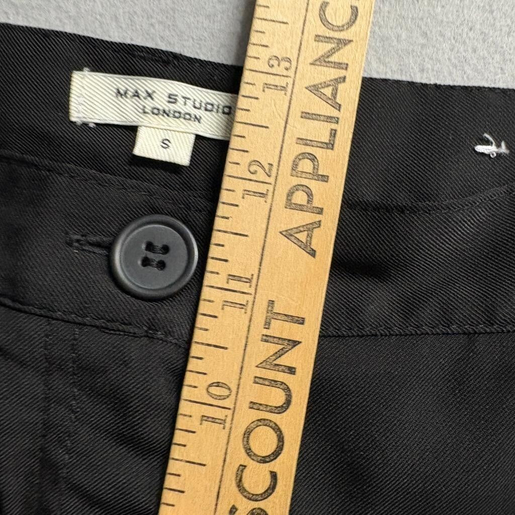 Max Studio London Womens Small Black Cargo Pants Elastic Waist Stretch Pockets