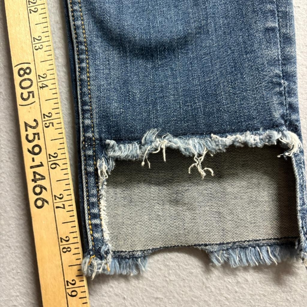 Vigoss Jagger Skinny Jeans Womens 30 Classic Fit Blue Denim Fringed Step Hem