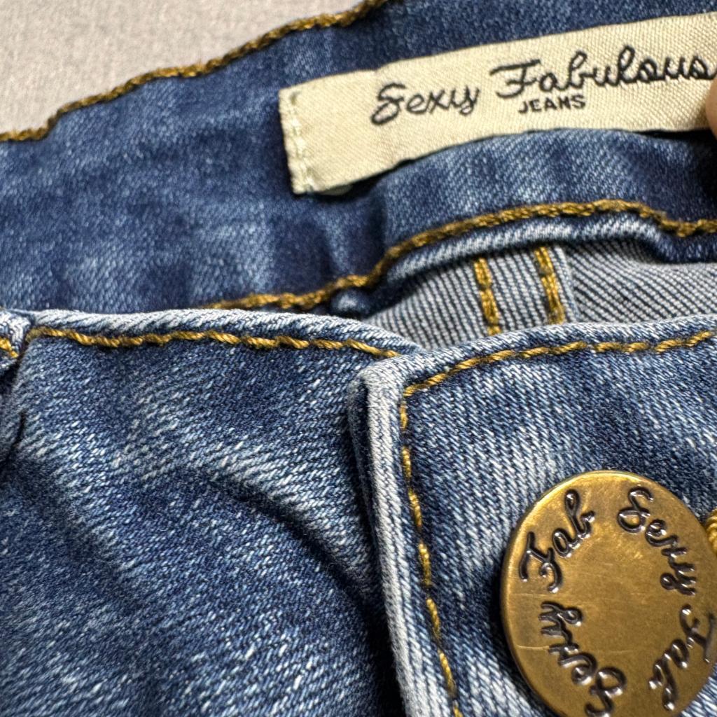 Sexy Fabulous Cargo Jeans Womens Size 9 Blue Denim High Rise Straight Leg