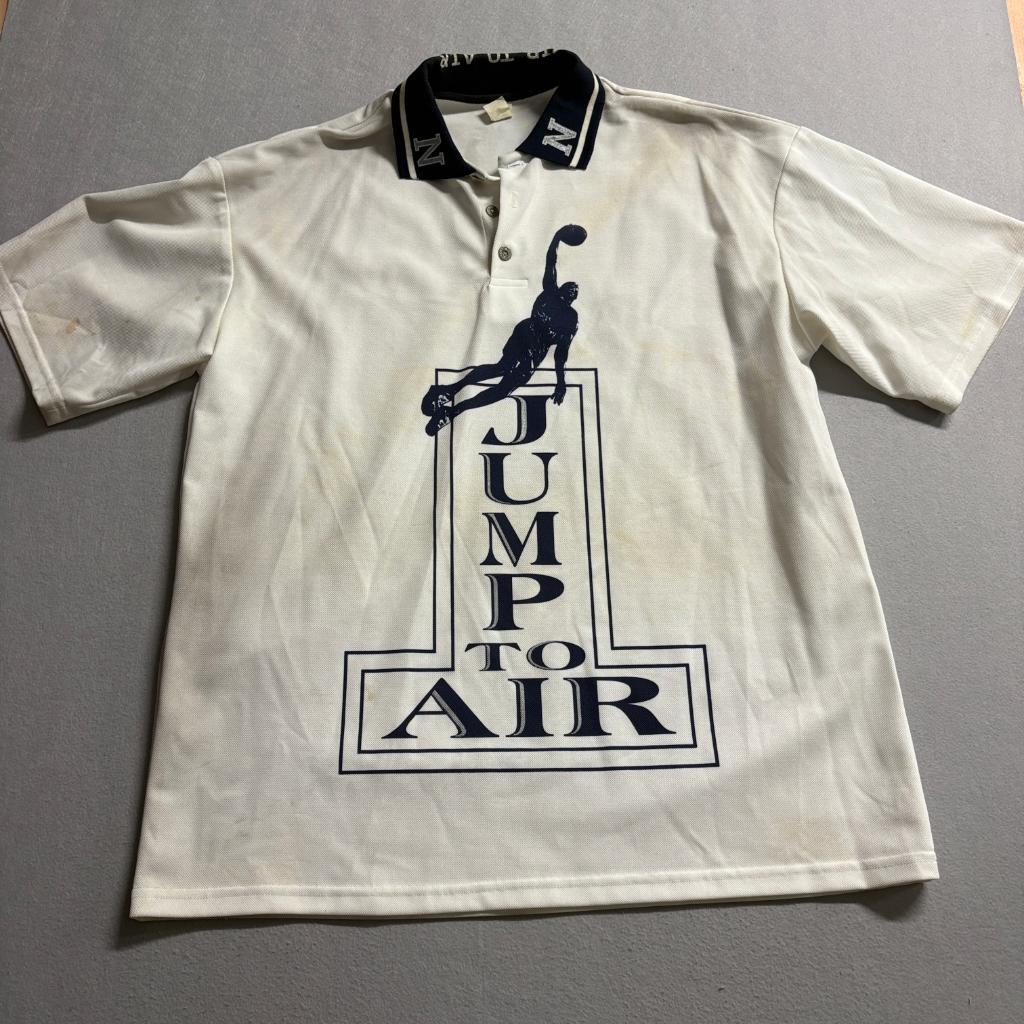 Vintage Jump to Air Polo and Shorts Set Mens XL White Navy Basketball 90s USA