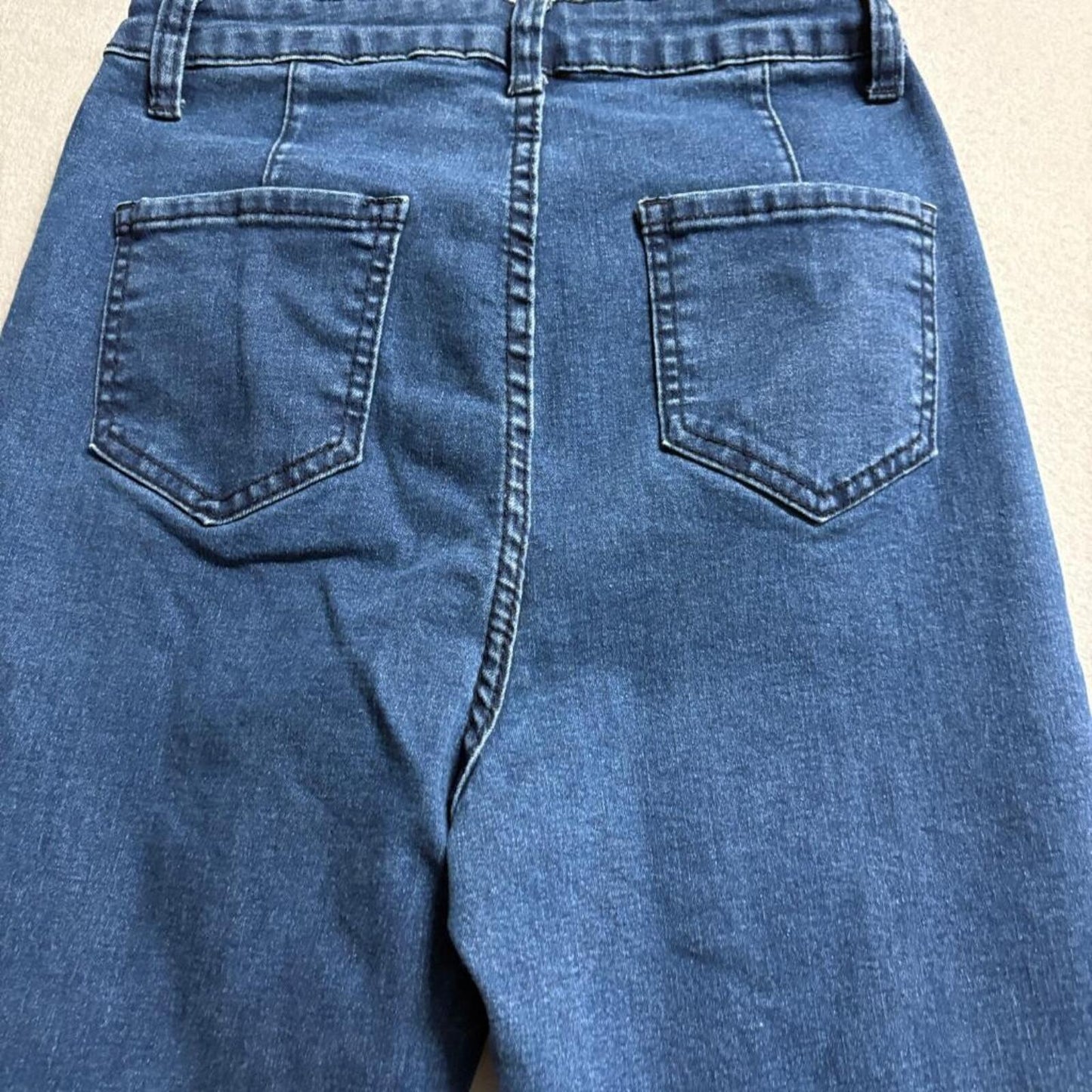 SHEIN High Waisted Flare Jeans Womens Size 4 Blue Denim Bell Bottom Stretch