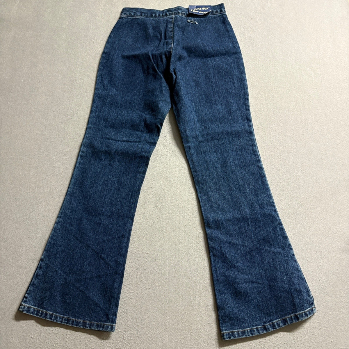 Vintage Juke Box Y2K Flare Jeans Womens Size 5 Low Rise Criss Cross Hem Blue