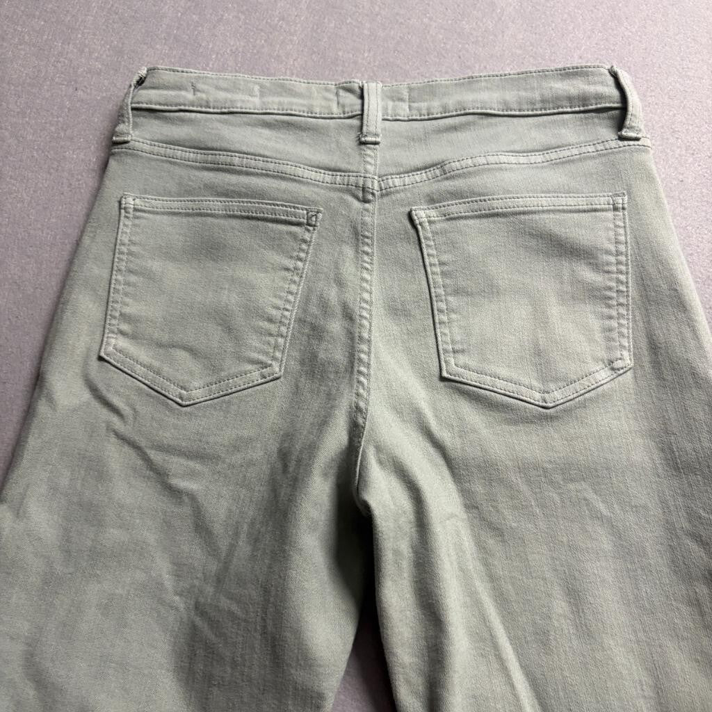 Harper Heritage High Waist Kick Crop Jeans Womens 29 Green Raw Hem Stretch
