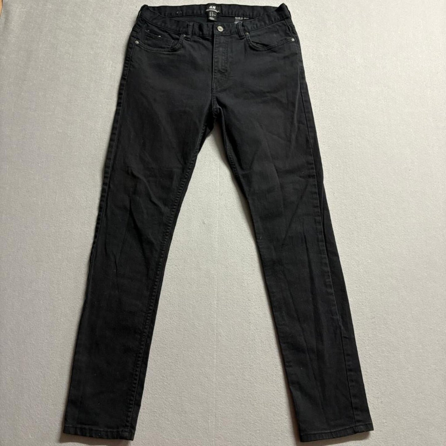 HM Mens Skinny Fit Jeans Size 31 Black Denim Stretch Pants 31x28