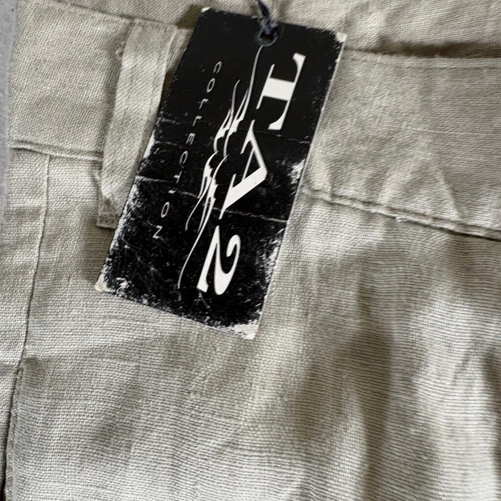 TA2 Collection Mens Linen Pants Size 46 Beige Pleated Front Made in USA Vintage
