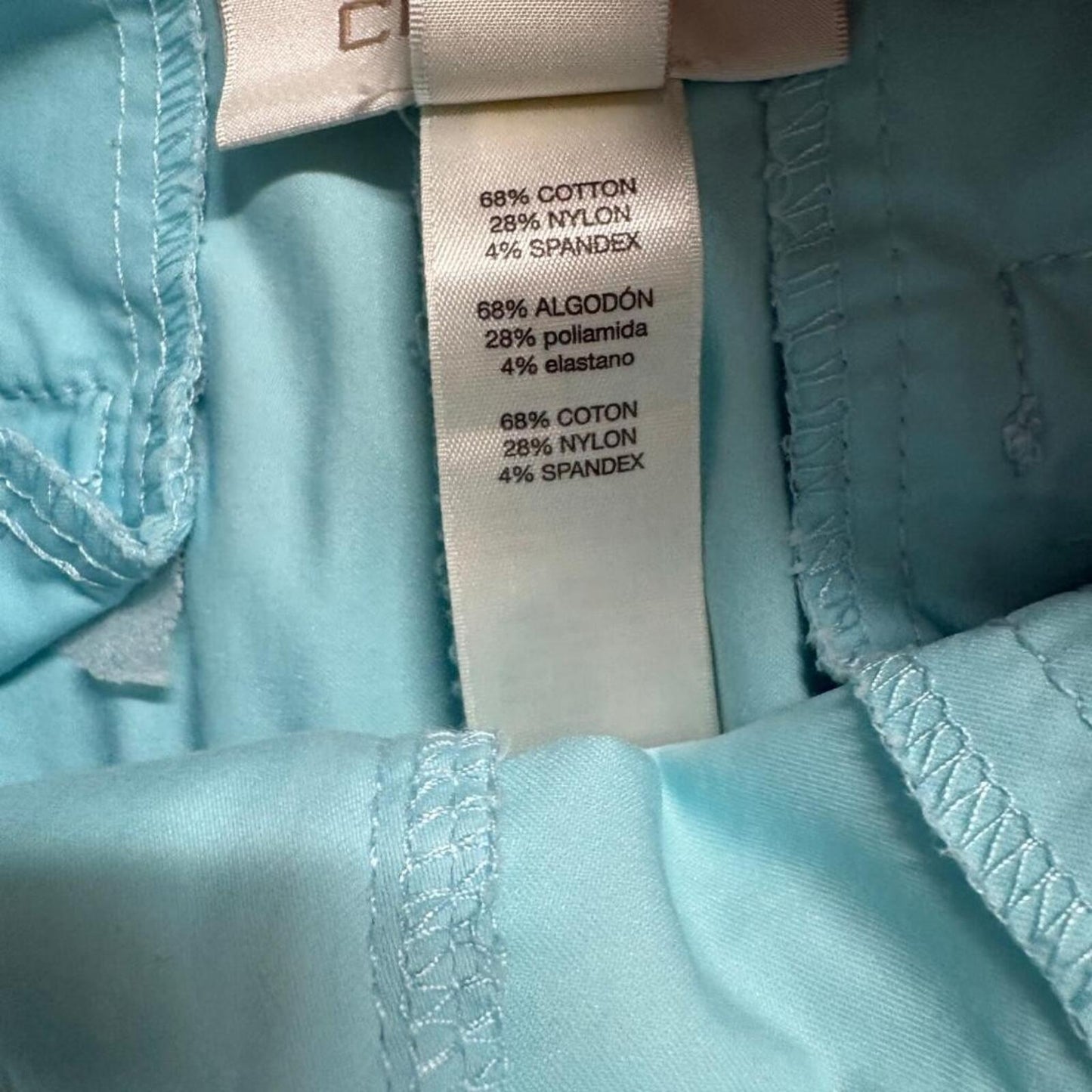 Chico's Crop Utility Cargo Pants Womens Size 1 Aqua Blue Stretch Cotton Blend