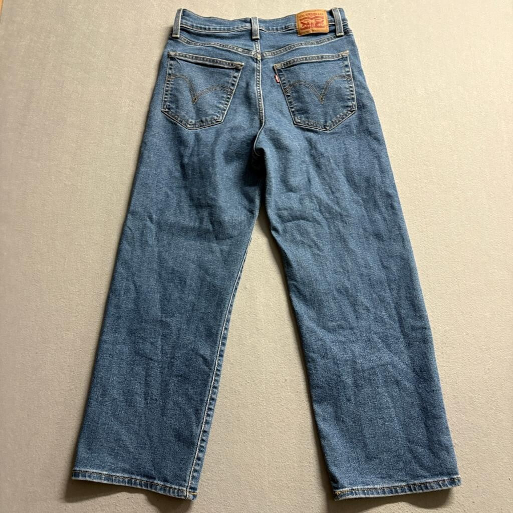 Levi's Ribcage Straight Ankle Jeans Womens 29 Blue Denim High Rise Stretch