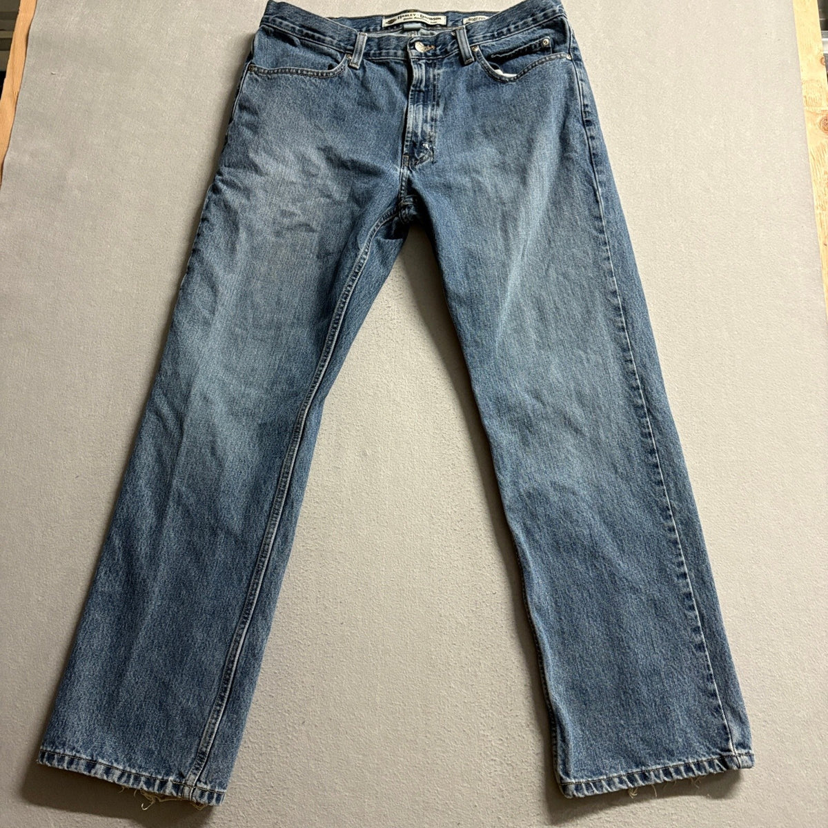 Harley-Davidson Genuine MotorClothes Jeans Mens 36x32 Blue Denim Boot Cut