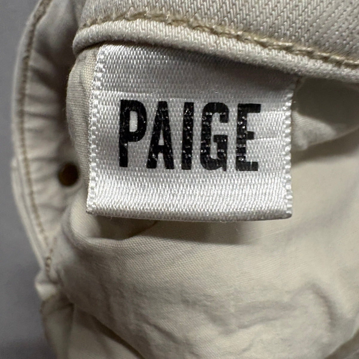 Paige Federal Slim Straight Jeans Mens 33 Beige Tan Stretch Denim Made in USA