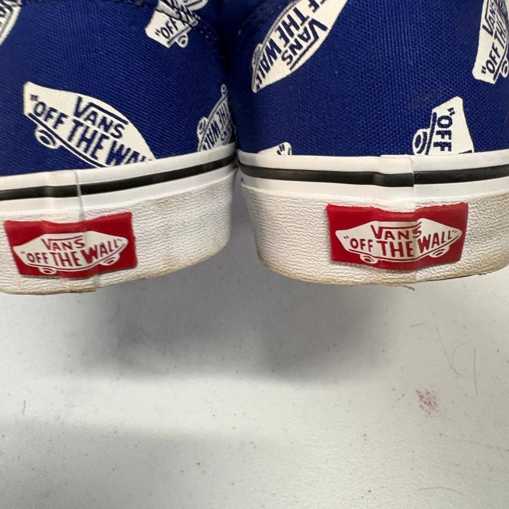 Vans Authentic Off The Wall Logo Print Blue Canvas Sneakers Mens Size 10