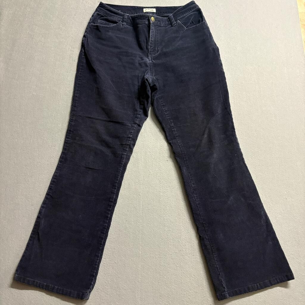 St Johns Bay Corduroy Pants Womens 8 Navy Blue Stretch Bootcut Mid Rise Cotton