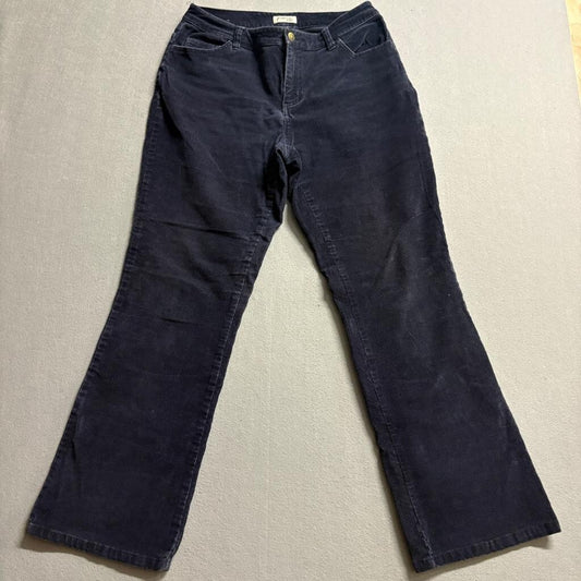 St Johns Bay Corduroy Pants Womens 8 Navy Blue Stretch Bootcut Mid Rise Cotton