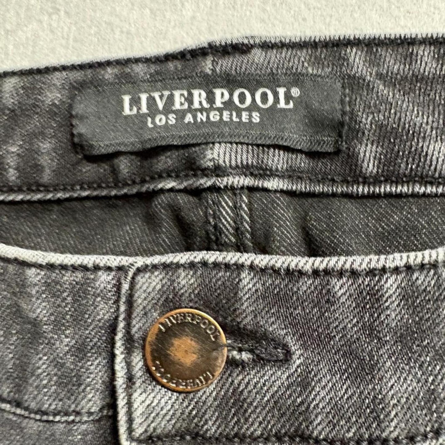 Liverpool Los Angeles The Straight Jeans Womens 12/31 Black Frayed Distressed