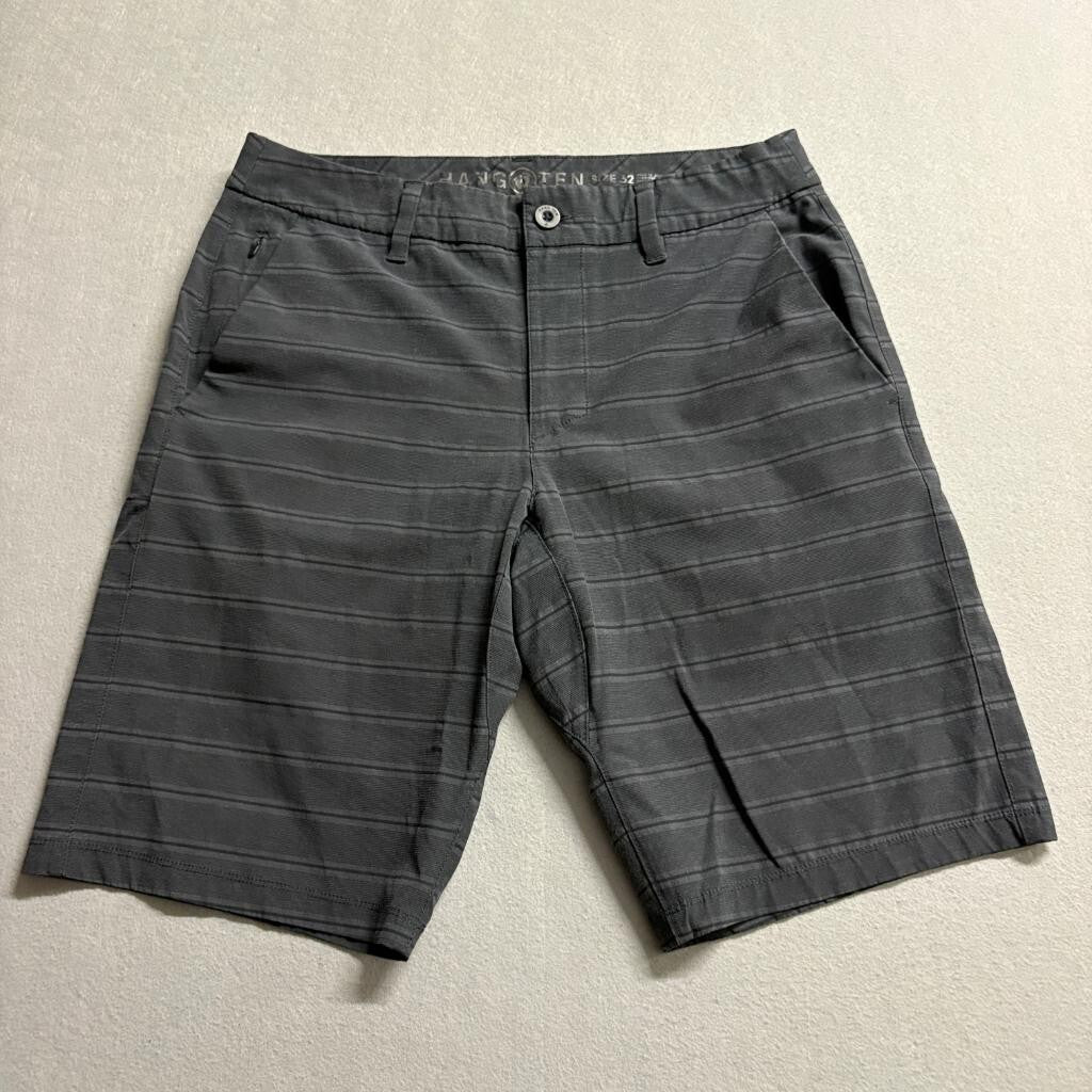 Hang Ten Mens Hybrid Shorts Size 32 Gray Striped Boardshorts Walk Shorts