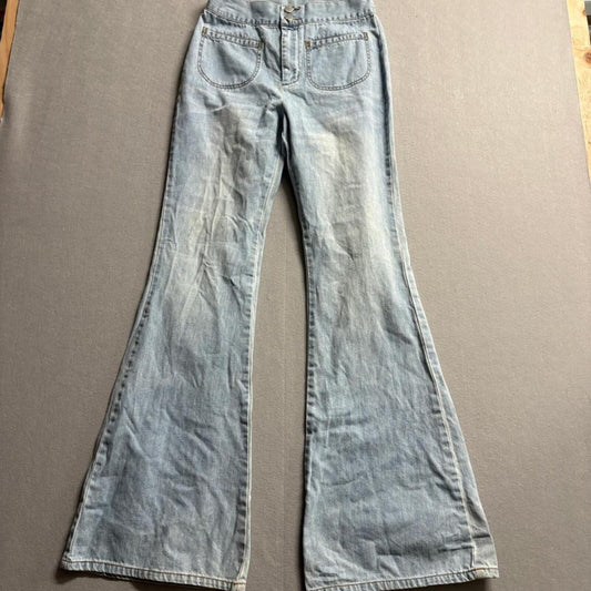 Billabong Flare Jeans Womens 28 Light Wash High Rise Wide Leg Bell Bottom Denim