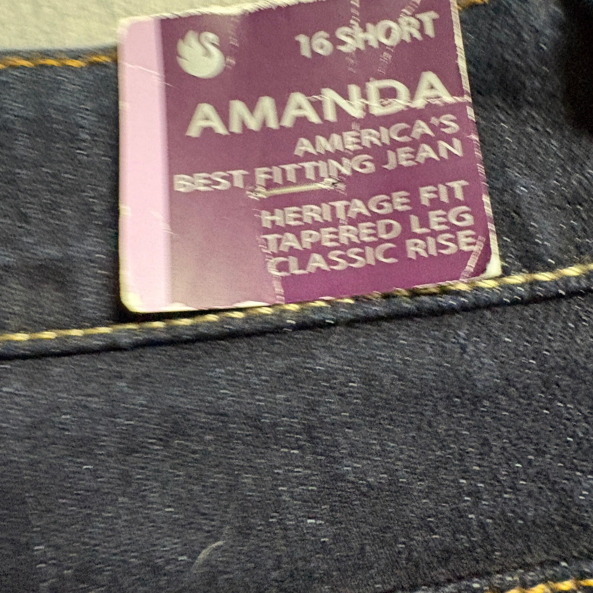 Gloria Vanderbilt Amanda Jeans Womens 16 Short New Rinse Blue Stretch Tapered