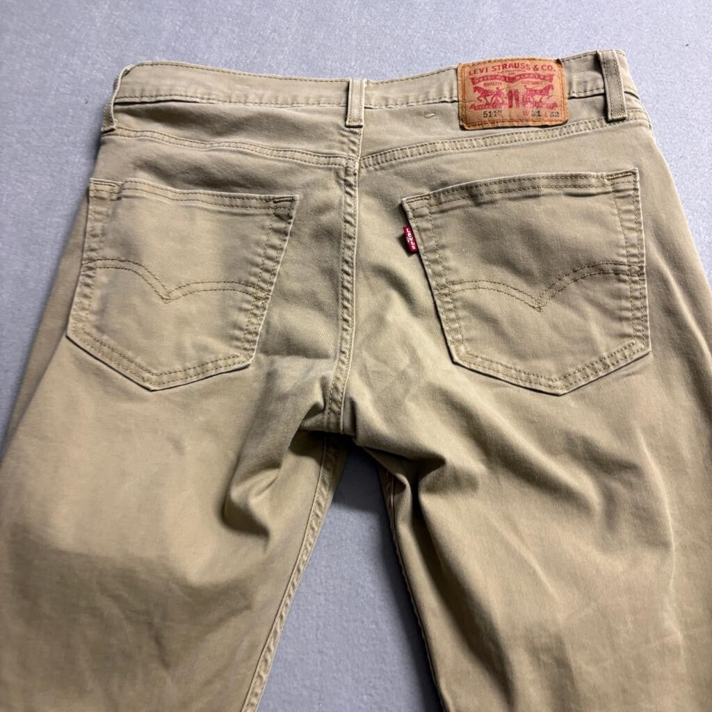 Levi's 511 Slim Fit Jeans Mens 31x32 Khaki Tan All Seasons Tech Stretch Pants