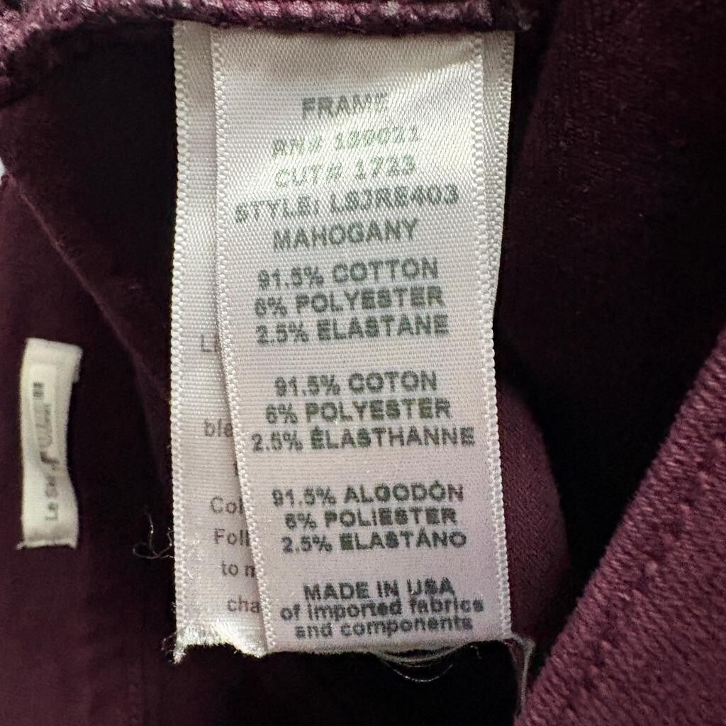 Frame Denim Le Skinny de Jeanne Jeans Womens 28 Mahogany Burgundy Raw Hem