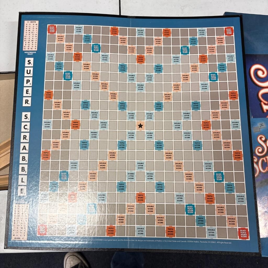 Super Scrabble Board Game 2004 Winning Moves 200 Wooden Tiles Complete
