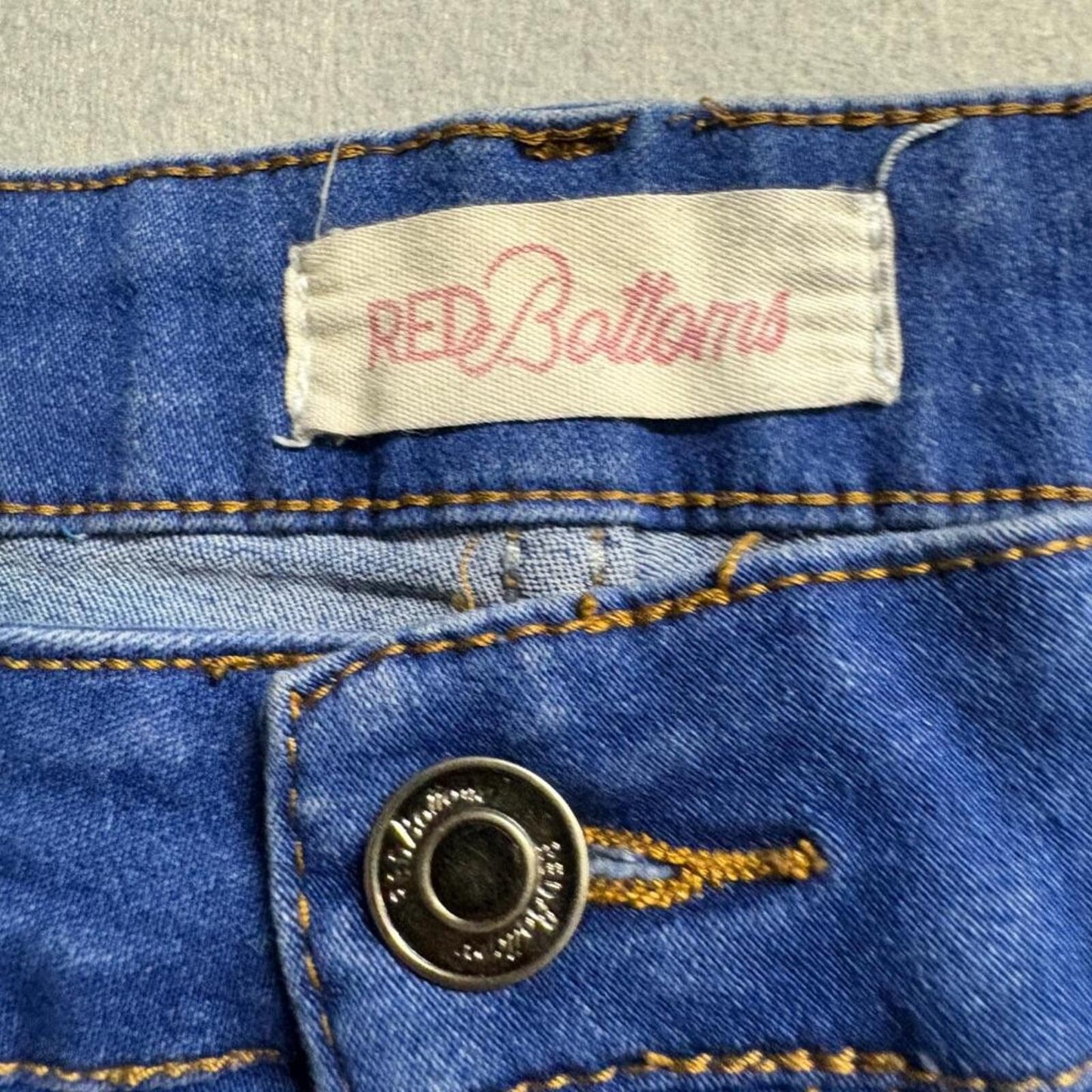 Red Bottoms Cargo Jeans Womens 18 Blue Stretch Denim Skinny Utility Pockets