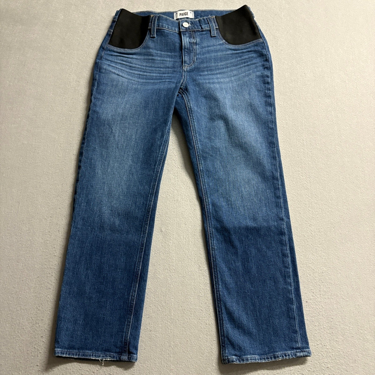 Paige Noella Maternity Jeans Size 26 Elastic Side Panel Straight Leg Denim Blue
