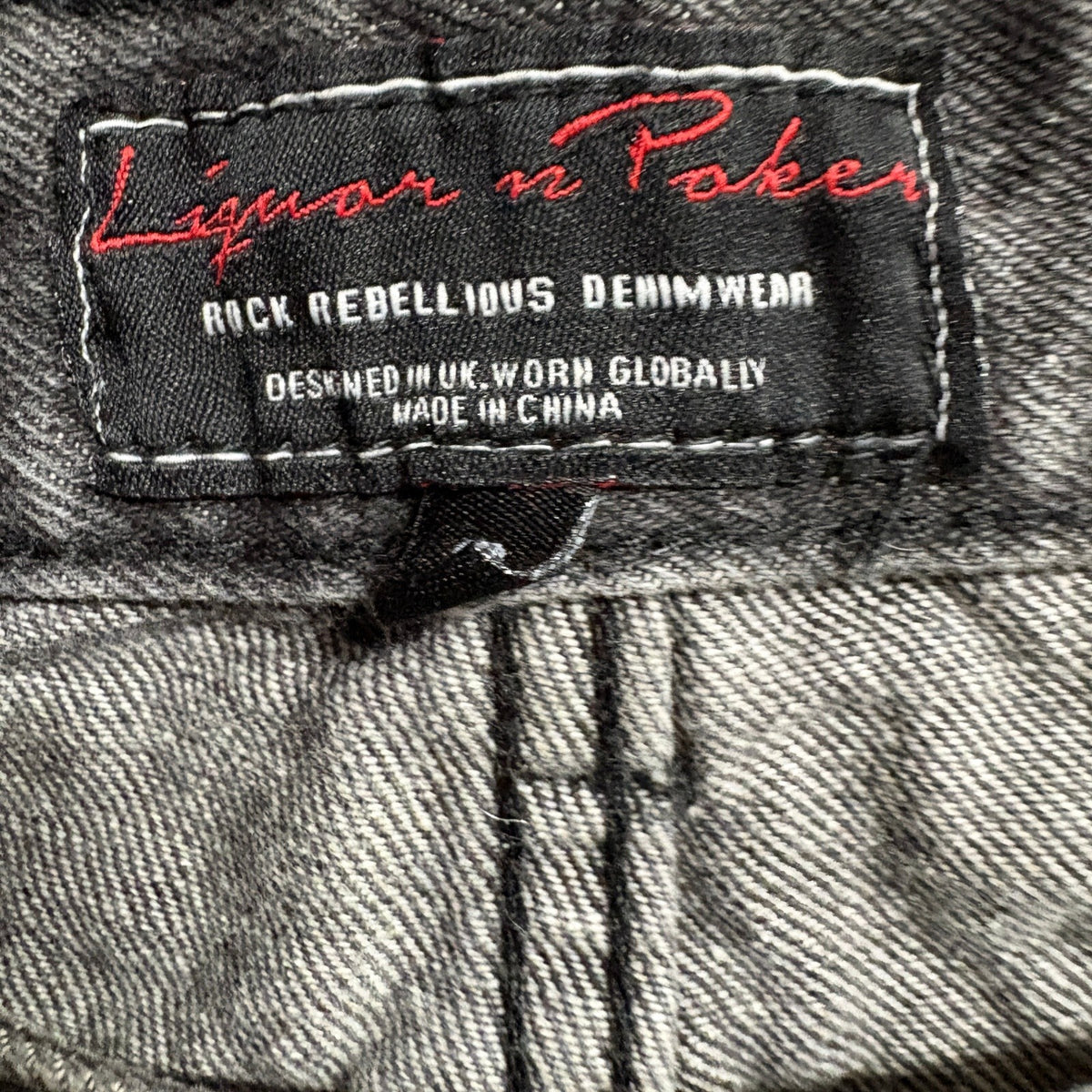 Liquor N Poker Black Wash Denim Jeans Womens Size UK 10 High Rise Tapered