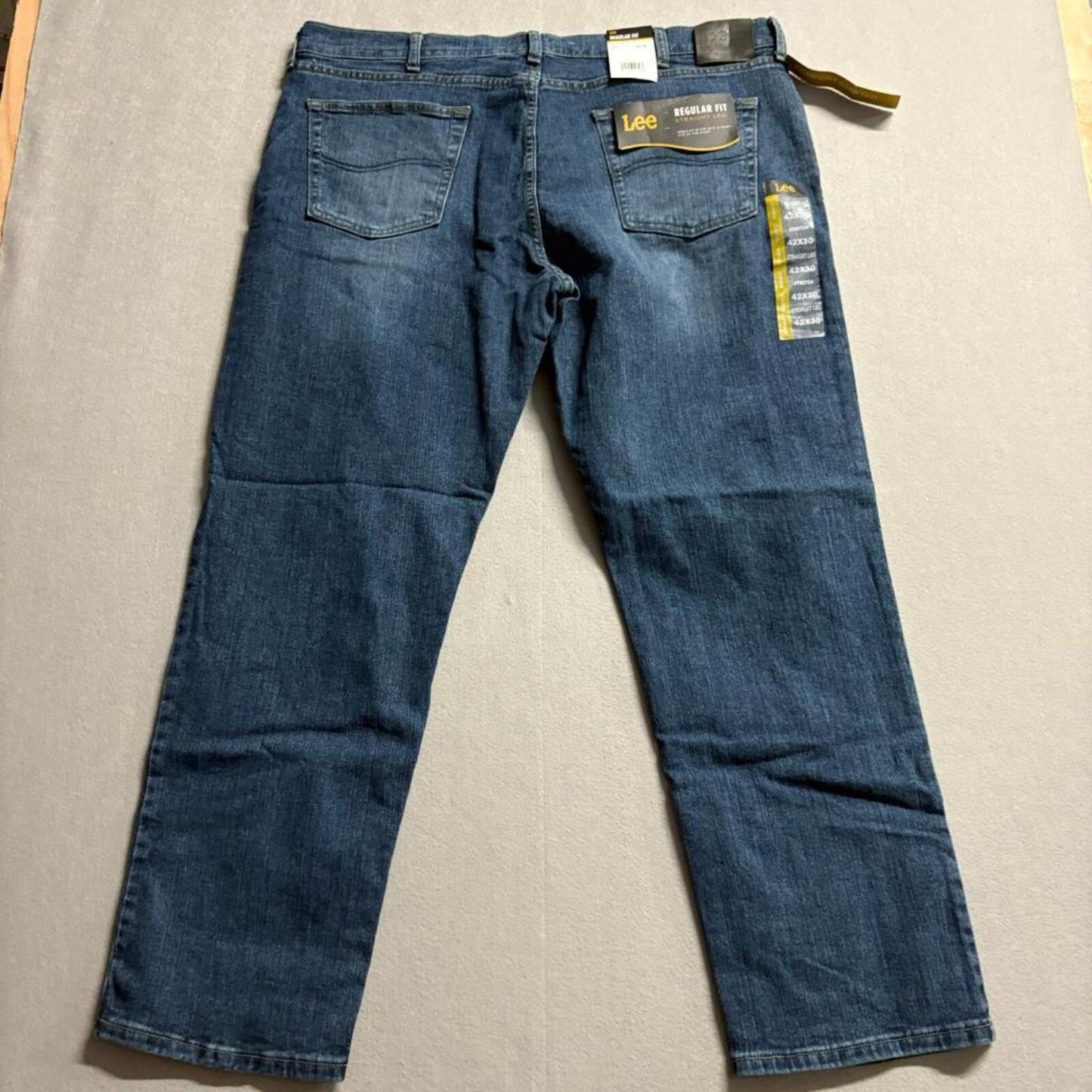 Lee Regular Fit Straight Leg Jeans Mens 42x30 Blue Comfort Stretch Denim New