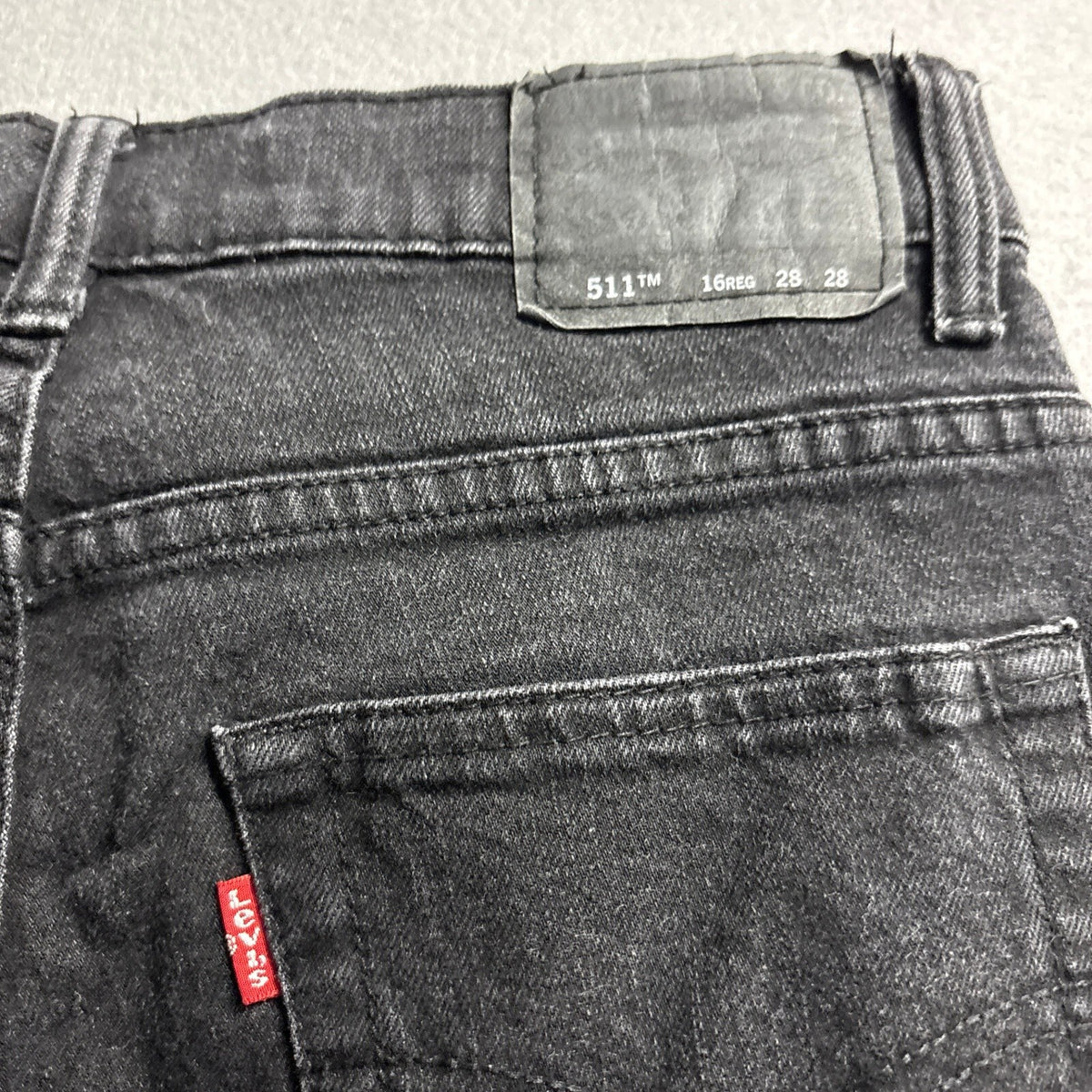 Levis 511 Slim Jeans Mens 28x28 Black Distressed Ripped Denim Pants 16 REG