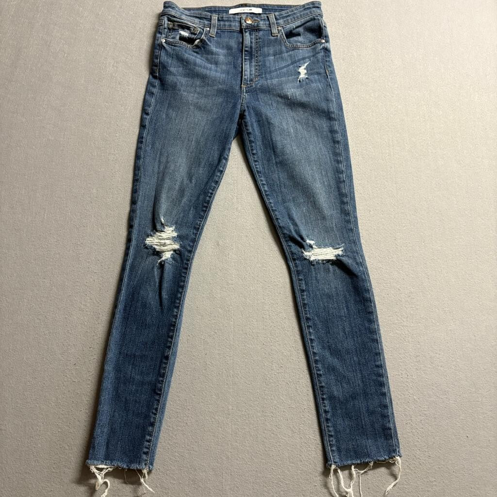 Joe's Jeans High Rise Skinny Ankle Blue Distressed Raw Hem Denim Size 27