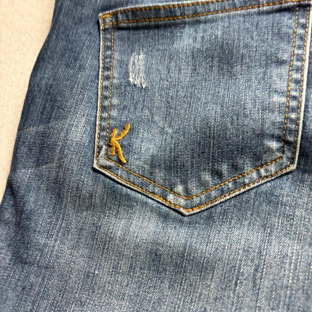 Kut from the Kloth Skinny Jeans Womens Size 8 Blue Raw Frayed Hem Stretch Denim
