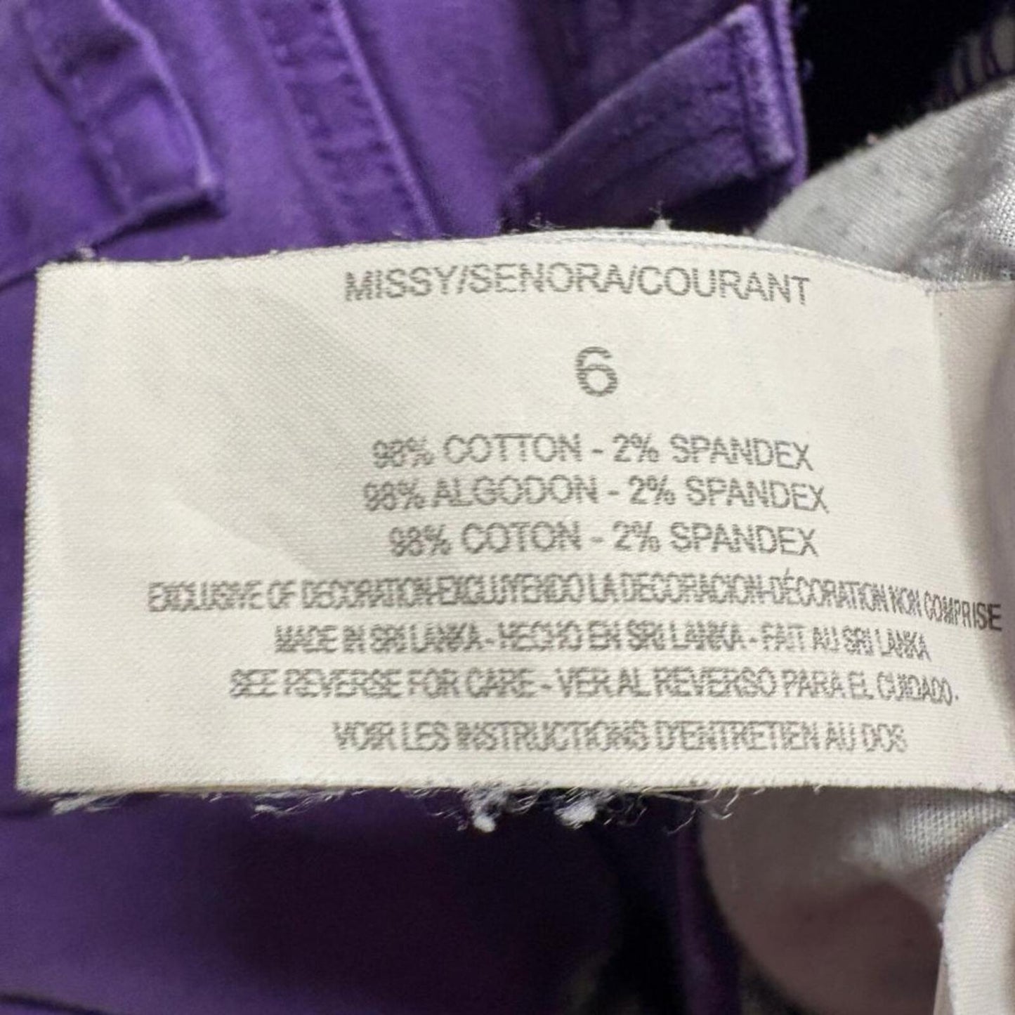 Gloria Vanderbilt Amanda Crop Jeans Womens 6 Purple Cuffed Denim Capri Pants