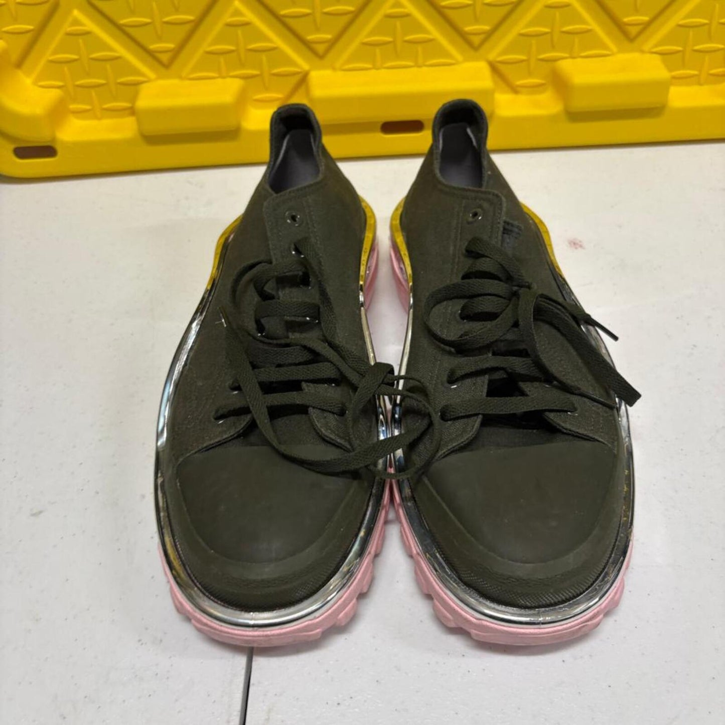 Adidas Raf Simons Detroit Runner Mens Size 11 Olive Green Pink Chrome F34244