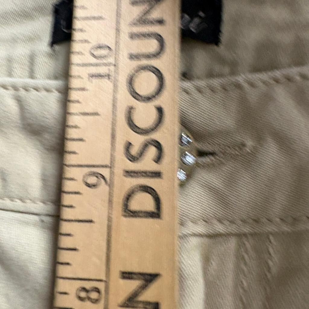 Baccini Womens Crop Pants 12P Beige Cotton Blend Rhinestone Button Capris