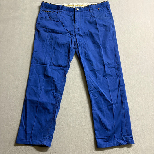 Moderno Womens Pants Size 36 Blue Cotton Blend Flat Front Chino Trousers