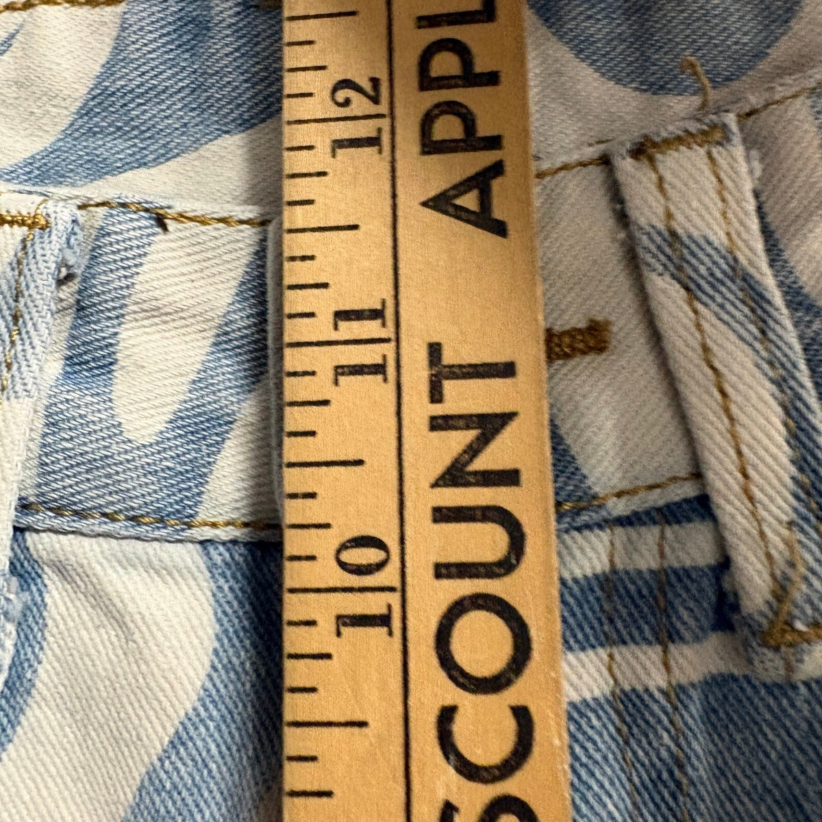 Shein Swirl Print Jeans Womens XS Blue White High Rise Straight Leg Denim Pants