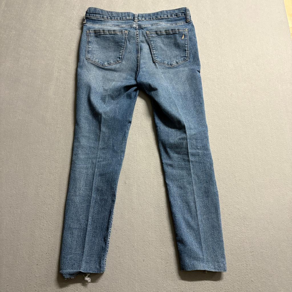 Nautica Jeans Womens Size 4 Blue Denim Stretch Raw Hem Ankle Skinny Jeans