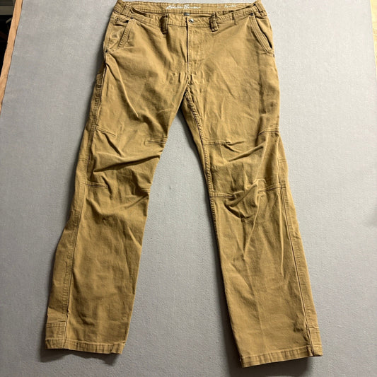 Eddie Bauer Mens 40x34 Relaxed Fit Canvas Painter Pants Brown Stretch Utility