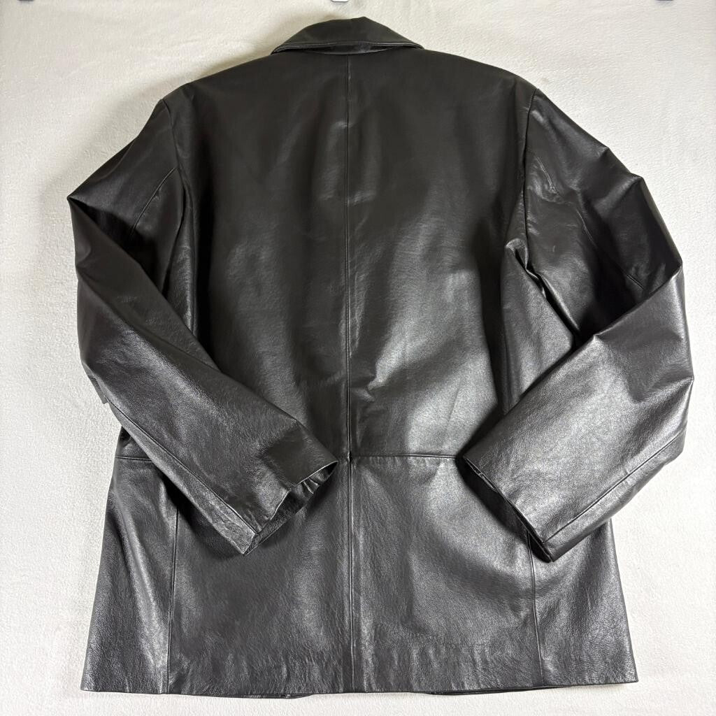 Excelled Leather Jacket Mens Medium Black 3 Button Blazer Sport Coat Genuine