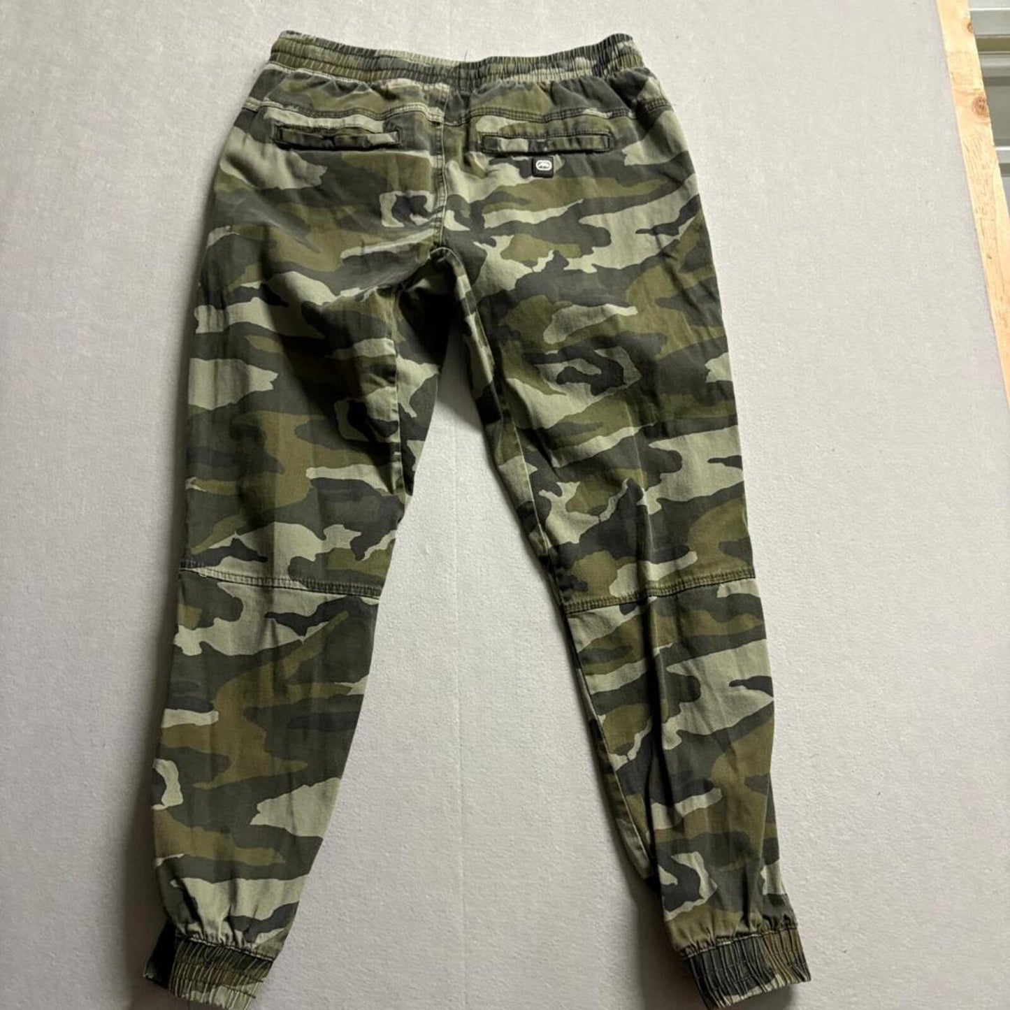 Ecko Unltd Mens Large Camo Jogger Pants Green Camouflage Elastic Waist Cotton