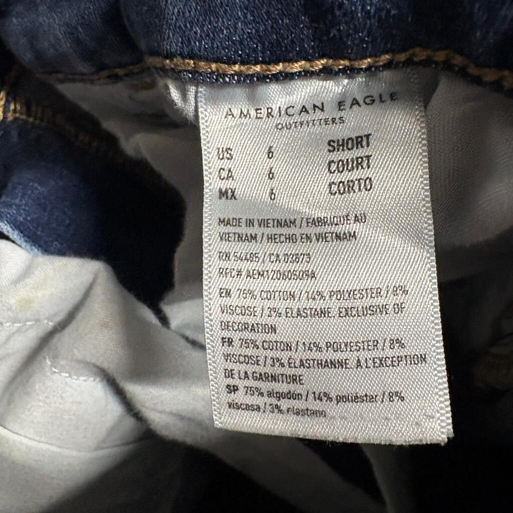 American Eagle Next Level Stretch Skinny Jeans Womens 6 Short Blue Denim