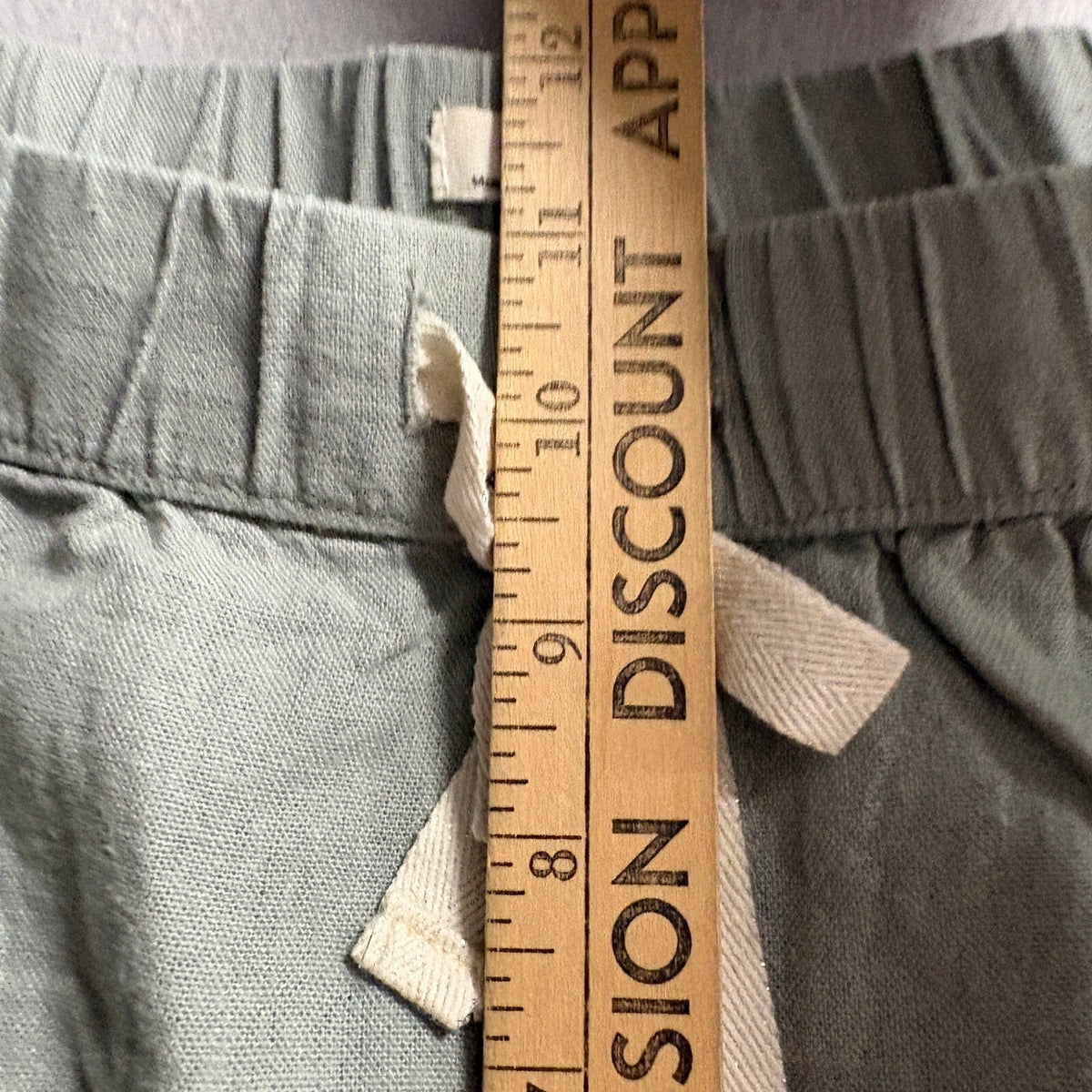 Roxy Linen Blend Pants Womens Large Green Drawstring Elastic Waist Roll Tab Hem